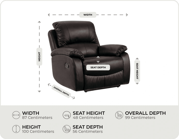 Serano Brown Leather Manual Recliner Armchair  measurements
