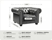 Chesterfield Grey Leather Antique Armchair measurements
