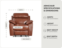 Torino Tan Leather Electric Recliner Armchair measurements
