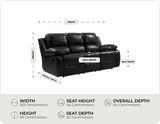 York Black Leather 3 Seater Manual Recliner Sofa measurement 


