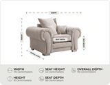 Florence Cream Scatter Back Fabric Armchair measurements