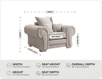 Florence Cream Scatter Back Fabric Armchair measurements