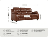 Veloura Tan Leather 3 Seater Sofa measurement