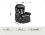 Derby Genuine Leather Black Rise & Recline Mobility Chair measurements