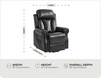 Derby Genuine Leather Black Rise & Recline Mobility Chair measurements