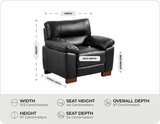 Dalmore Genuine Leather Black Armchair measurement 