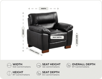 Dalmore Genuine Leather Black Armchair measurement 
