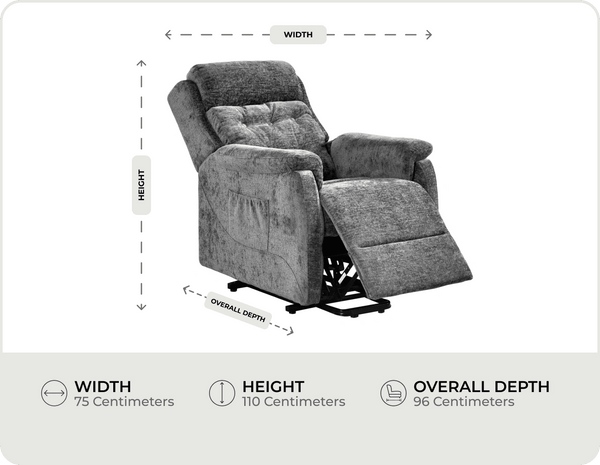 Oliver Grey Fabric Rise & Recline Mobility Chair measurement