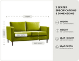 Nova Grass Fabric 2 Seater Sofa measurements
