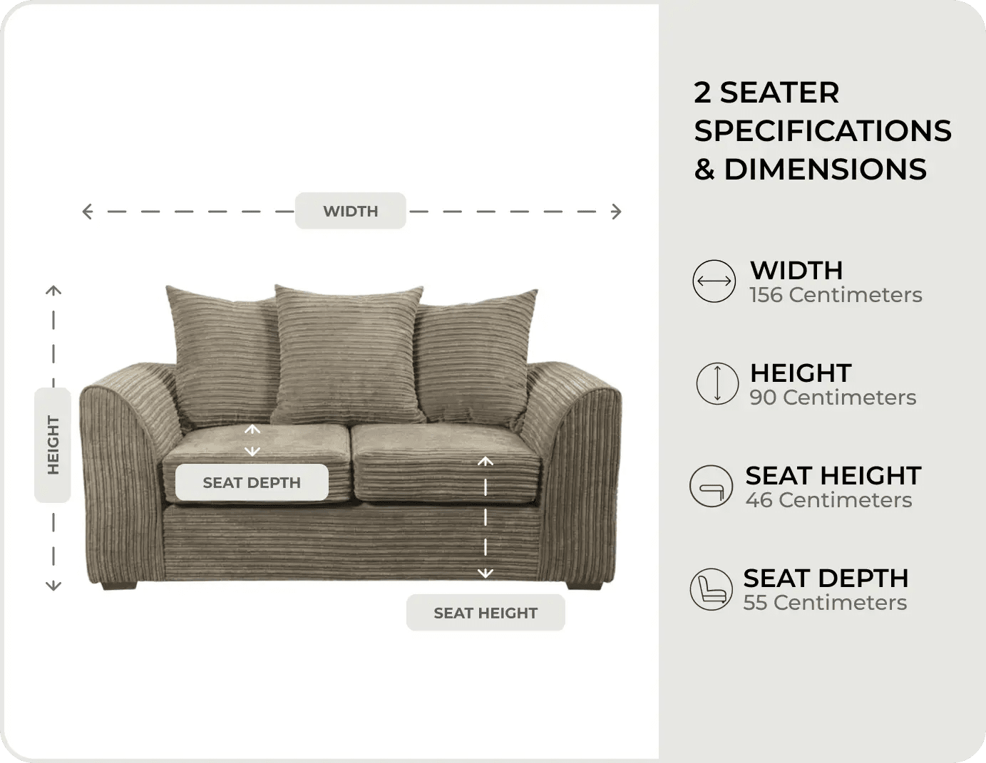 Oxford Caramel  Fabric 2 Seater Sofa