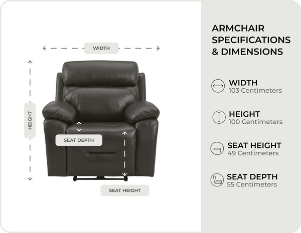 Milano Grey Leather Power Recliner Armchair