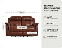 Martini Genuine Leather Tan Electric Power Recliner 2 Seater Sofa