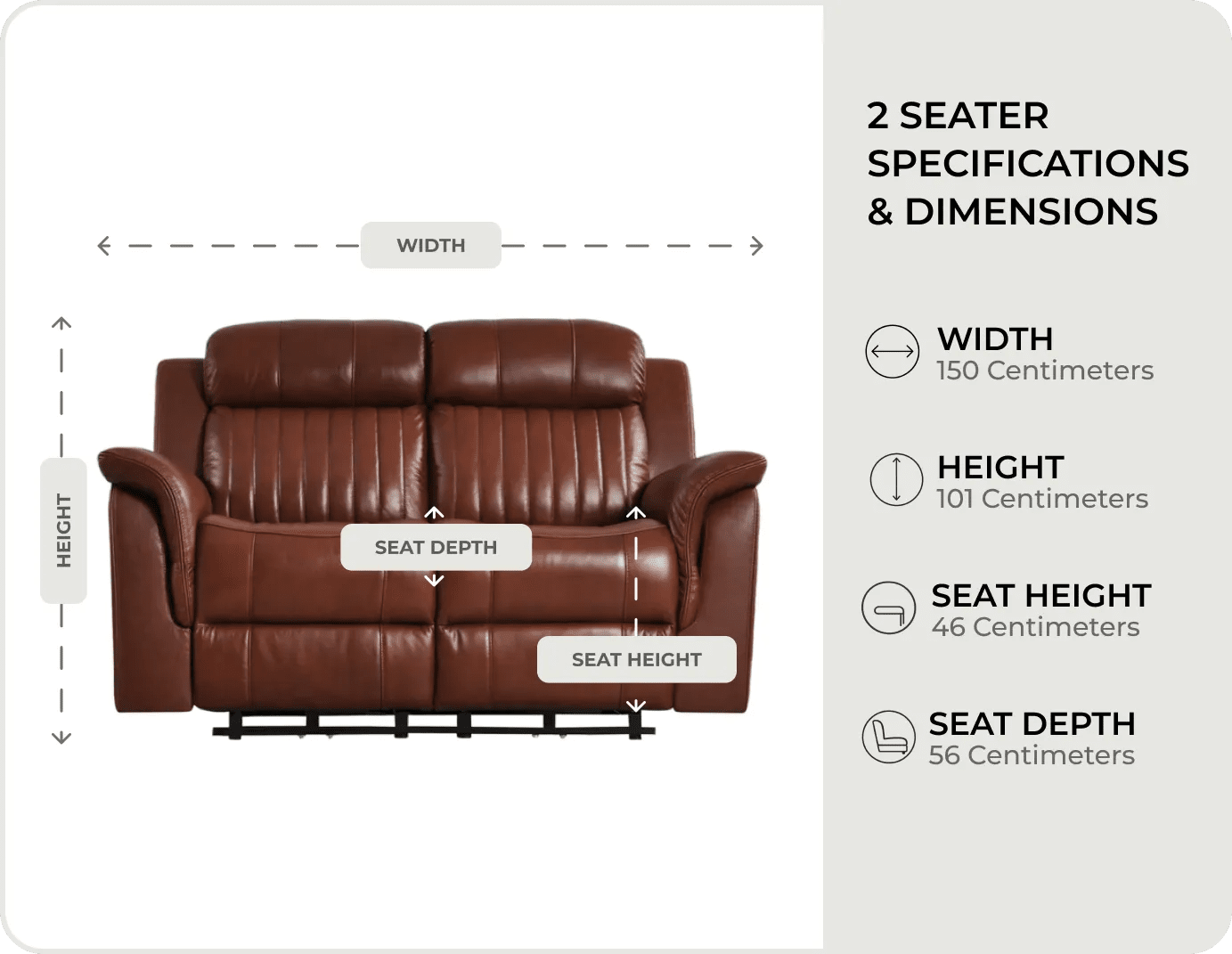 Martini Genuine Leather Tan Electric Power Recliner 2 Seater Sofa