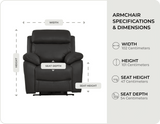 Torino Genuine Leather Grey Electric Power Recliner Armchair