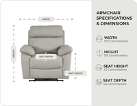 Torino Genuine Leather Light Grey Electric Power Recliner Armchair