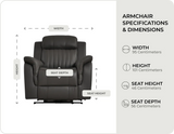 Martini Genuine Leather Grey Electric Power Recliner Armchair