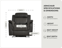 Martini Genuine Leather Grey Electric Power Recliner Armchair