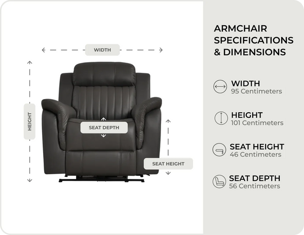 Martini Genuine Leather Grey Electric Power Recliner Armchair