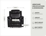 Martini Genuine Leather Black Electric Power Recliner Armchair