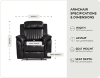 Martini Genuine Leather Black Electric Power Recliner Armchair
