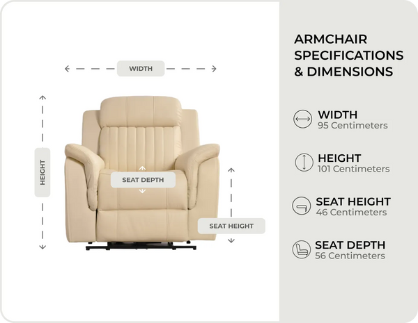 Martini Cream Leather Power Recliner Armchair