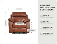 Torino Genuine Leather Tan Electric Power Recliner Armchair