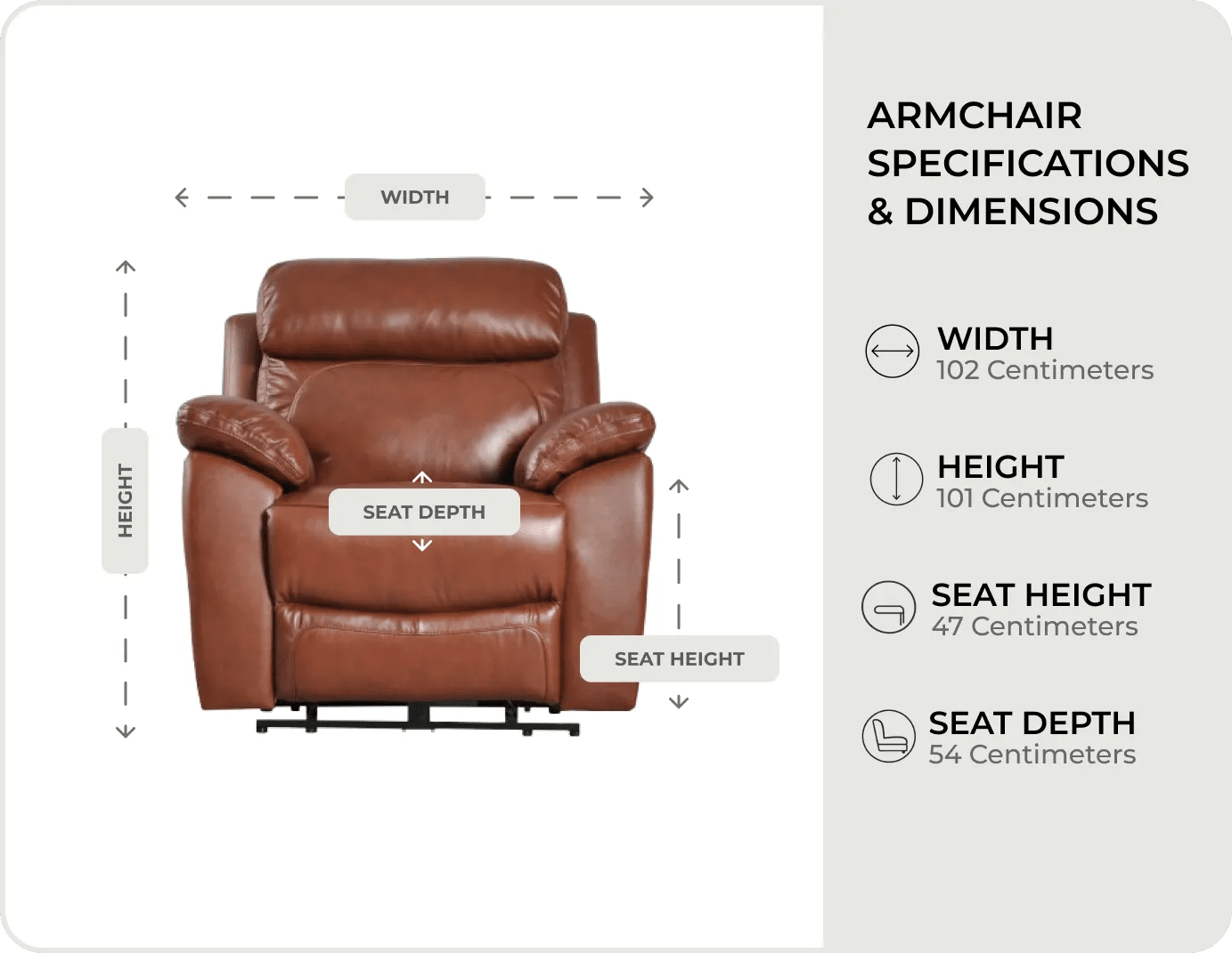 Torino Genuine Leather Tan Electric Power Recliner Armchair