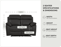 Torino Genuine Leather Grey Electric Power Recliner 2 Seater Sofa