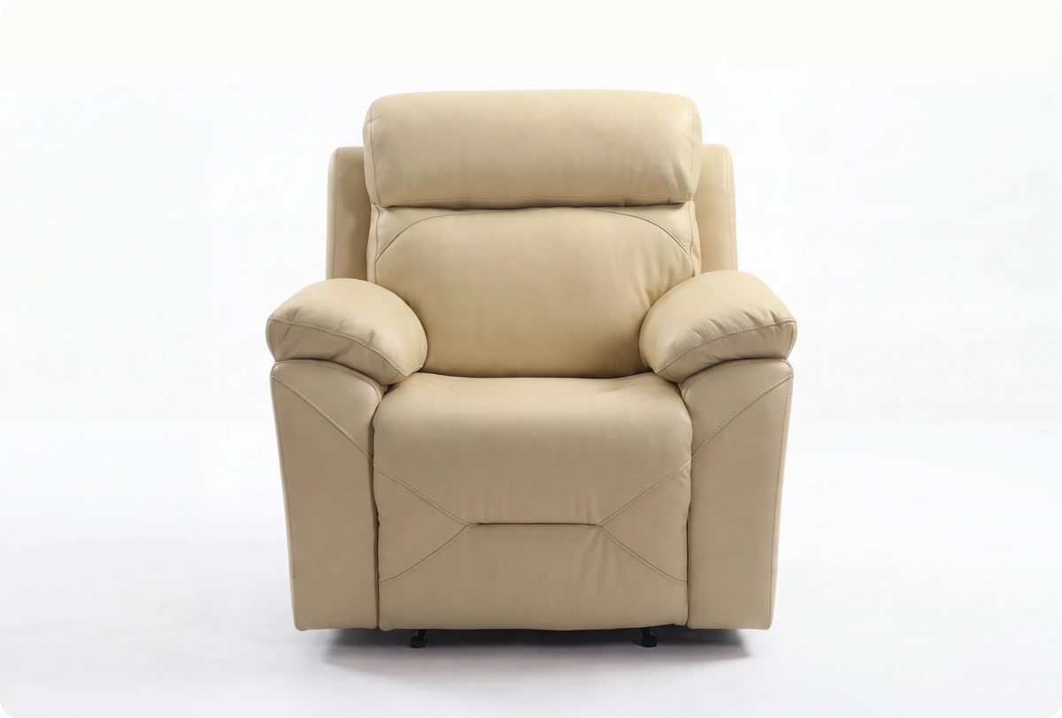 Milano Cream Leather Power Recliner Armchair
