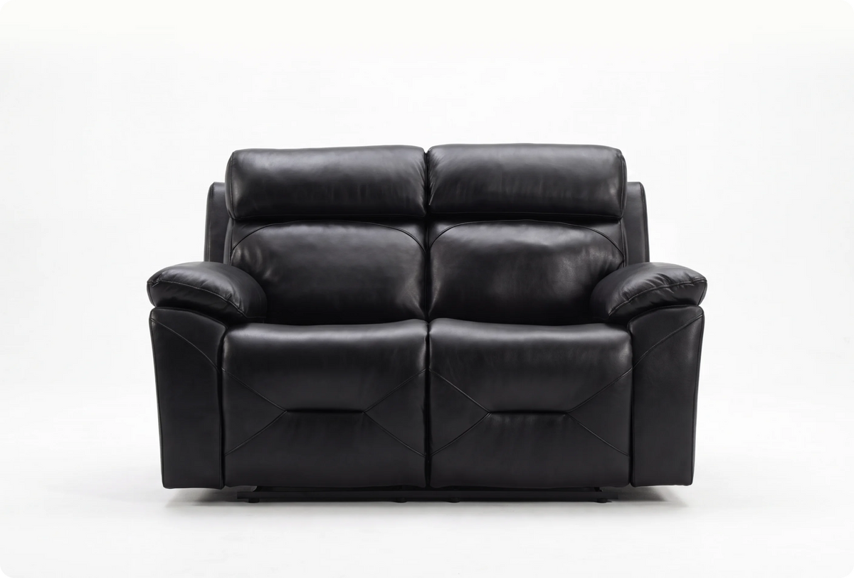 Milano Genuine Leather Black 2 Seater Sofa