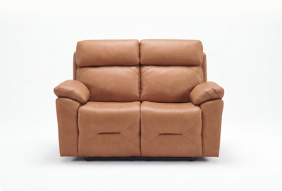 Milano Genuine Leather Caramel Electric Power Recliner 2 Seater Sofa