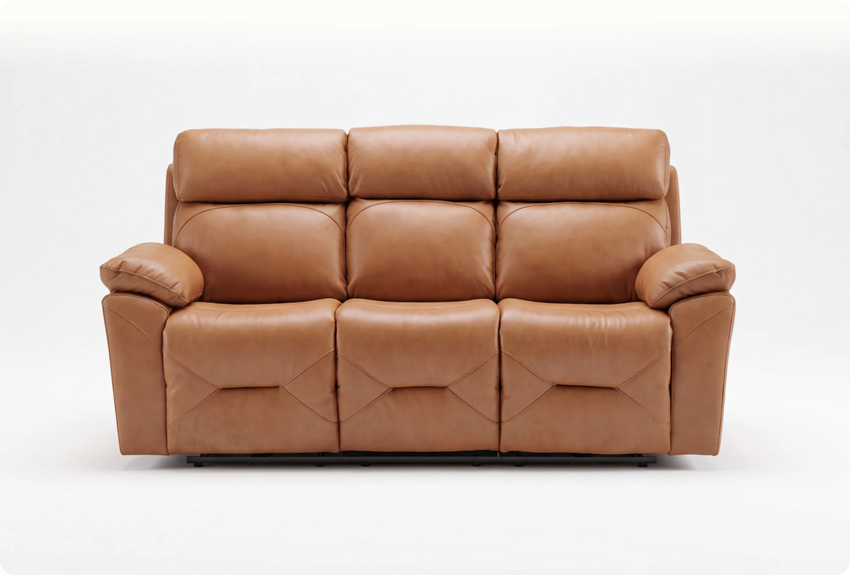 Milano Genuine Leather Caramel 3 Seater Sofa