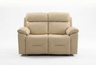 Milano Genuine Leather Cream Electric Power Recliner 2 Seater Sofa