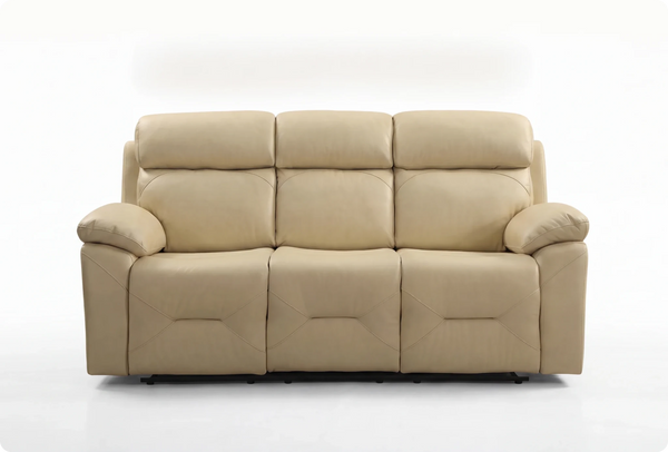 Milano Genuine Leather Cream 3 Seater Sofa