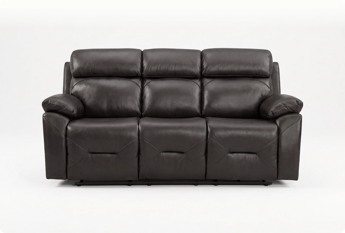 Milano Genuine Leather  Grey 3 Seater Sofa