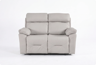 Milano Genuine Leather Light Grey Electric Power Recliner 2 Seater Sofa
