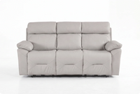 Milano Genuine Leather Light Grey 3 Seater Sofa