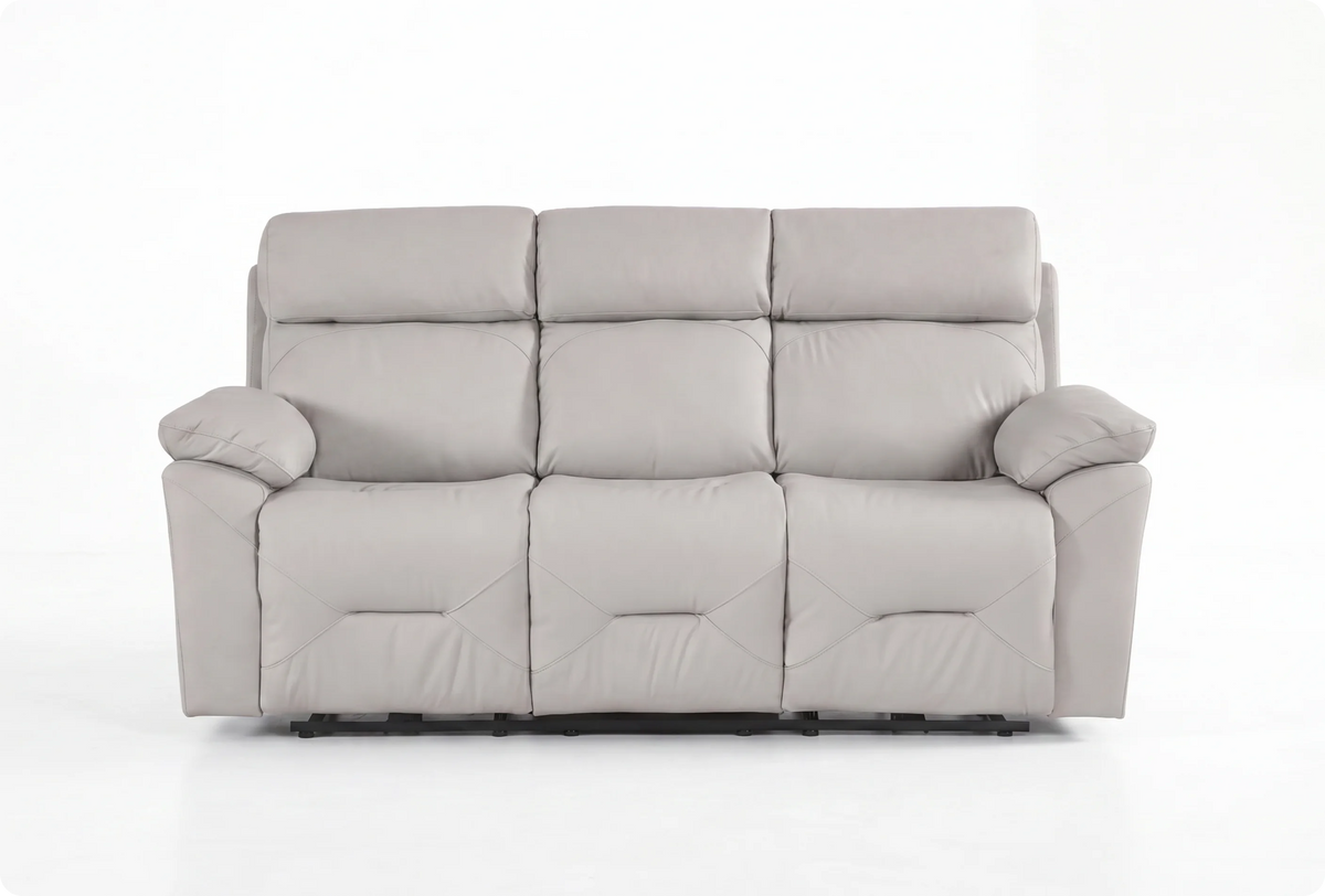 Milano Genuine Leather Light Grey 3 Seater Sofa
