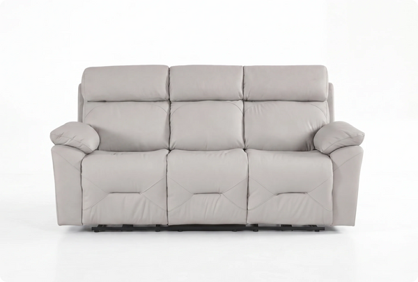Milano Genuine Leather Light Grey 3 Seater Sofa