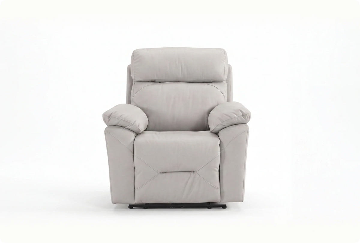 Milano Genuine Leather Light Grey Armchair