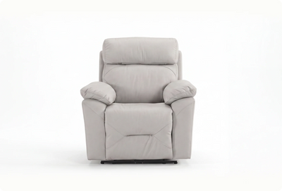 Milano Genuine Leather Light Grey Electric Power Recliner Armchair