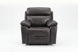 Milano Grey Leather Power Recliner Armchair