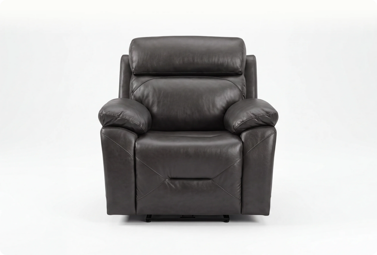 Milano Grey Leather Power Recliner Armchair