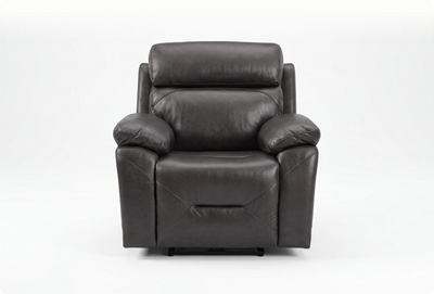 Milano Grey Leather Power Recliner Armchair