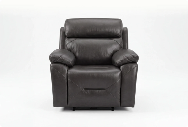 Milano Grey Leather Power Recliner Armchair