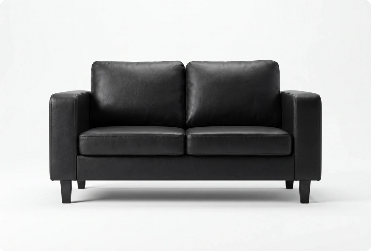 Nova Black Leather 2 Seater Sofa