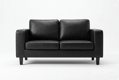 Nova Black Leather 2 Seater Sofa