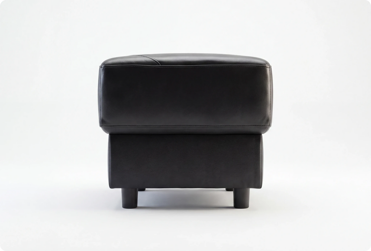 Velmont Genuine Leather Black Footstool
