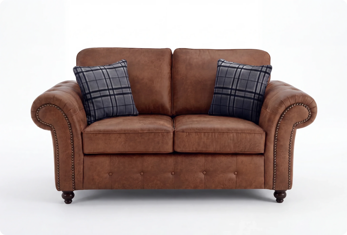Savile Tan Suede 2 Seater Sofa