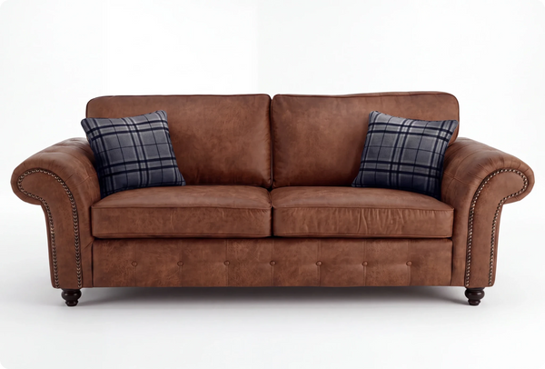 Savile Tan Suede 3 Seater Sofa